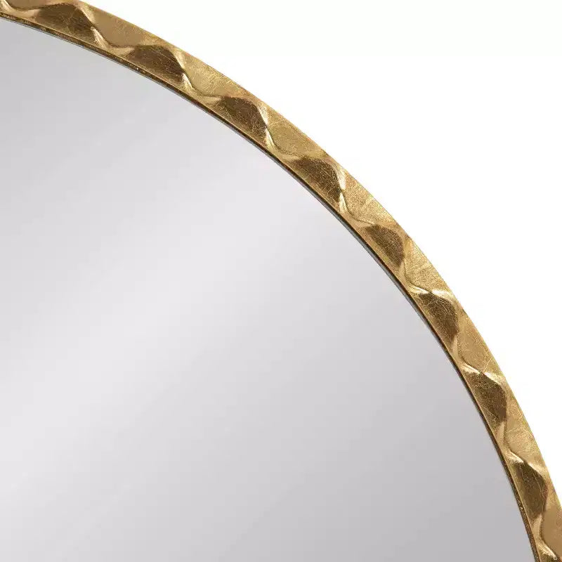 Miroir mural décoratif rond doré 26" avec bord ondulé