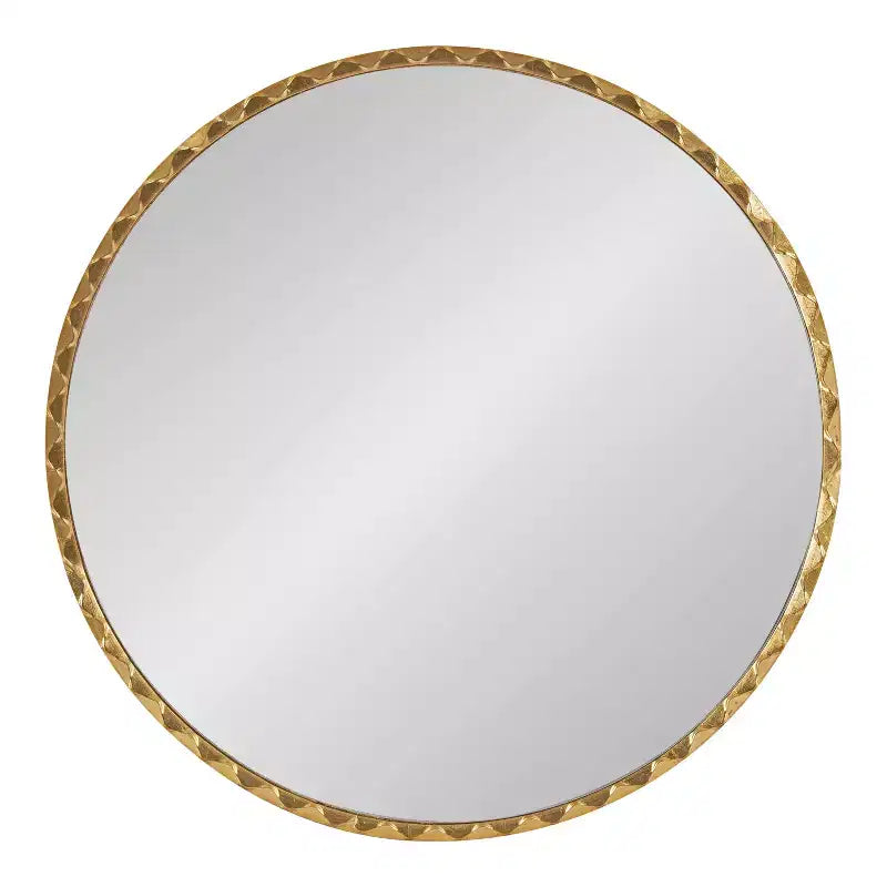 Miroir mural décoratif rond doré 26" avec bord ondulé