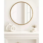 Miroir mural décoratif rond doré 26" avec bord ondulé