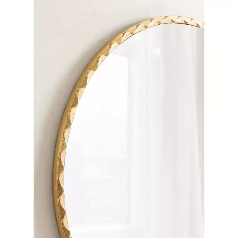 Miroir mural décoratif rond doré 26" avec bord ondulé