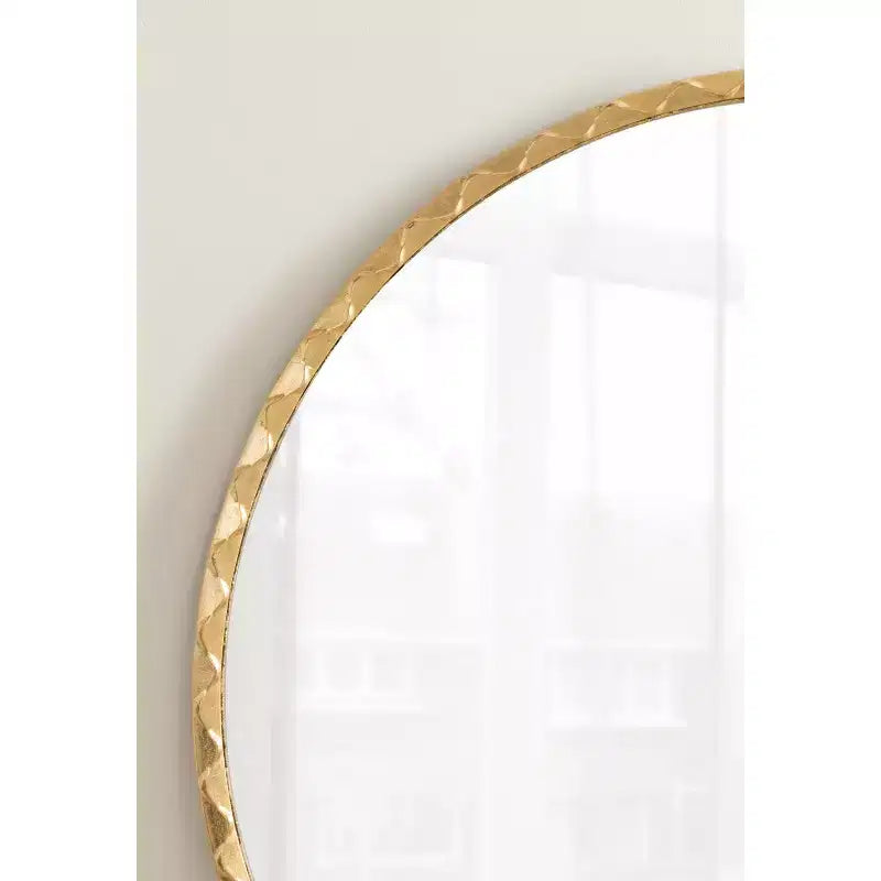 Miroir mural décoratif rond doré 26" avec bord ondulé