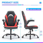 Chaise de bureau pivotante de jeu, chaise de bureau ergonomique en cuir PU avec support lombaire