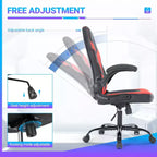 Chaise de bureau pivotante de jeu, chaise de bureau ergonomique en cuir PU avec support lombaire