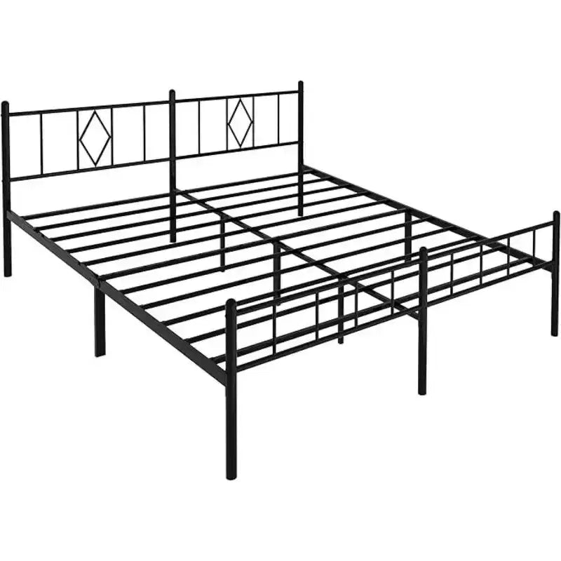 Agrandissez le lit double en lit king-size. Il mesure 35,6 cm de haut avec un cadre de lit en métal.