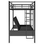 Lit superposé en métal une place et demie avec lit inférieur réglable – Noir, Multifonction