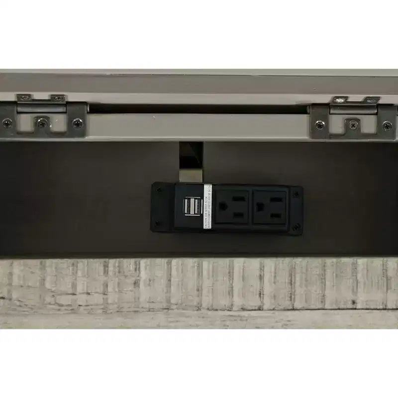 Table d'appoint rustique en pin massif de style campagnard avec chargeur USB – 3 tiroirs, gris
