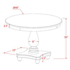 Table de salle à manger ronde avec pied central – 48 po en hévéa, 2-4 places