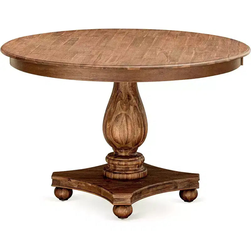 Table de salle à manger ronde avec pied central – 48 po en hévéa, 2-4 places