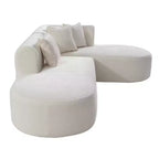 Canapé d'angle 274 cm avec assise incurvée et surpiqûres larges – Beige/Gris, 4 places