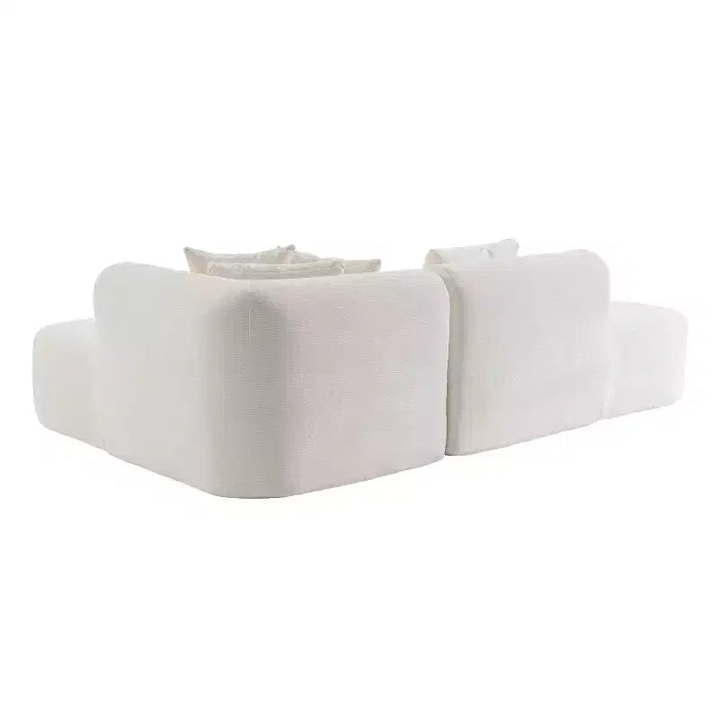Canapé d'angle 274 cm avec assise incurvée et surpiqûres larges – Beige/Gris, 4 places