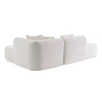 Canapé d'angle 274 cm avec assise incurvée et surpiqûres larges – Beige/Gris, 4 places