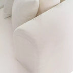 Canapé d'angle 274 cm avec assise incurvée et surpiqûres larges – Beige/Gris, 4 places