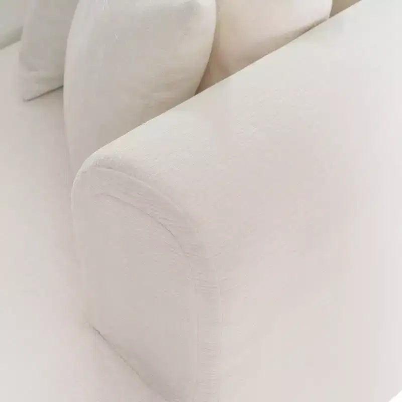 Canapé d'angle 274 cm avec assise incurvée et surpiqûres larges – Beige/Gris, 4 places