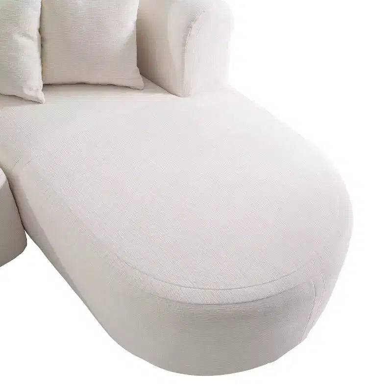 Canapé d'angle 274 cm avec assise incurvée et surpiqûres larges – Beige/Gris, 4 places