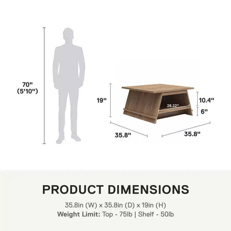 Table basse A-Frame avec étagère porte-revues – Noyer