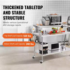 Table de travail en acier inoxydable 30x60 pouces – 4 roulettes, 3 hauteurs réglables, NSF