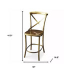 Chaise de bar 24" en fer doré avec haut dossier et repose-pieds – Style transitionnel