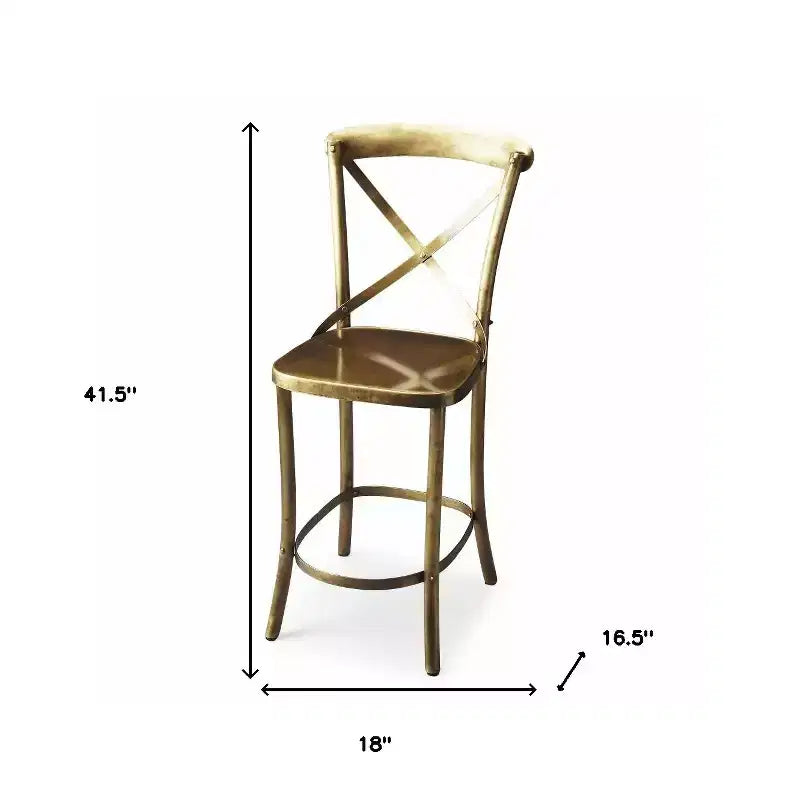 Chaise de bar 24" en fer doré avec haut dossier et repose-pieds – Style transitionnel