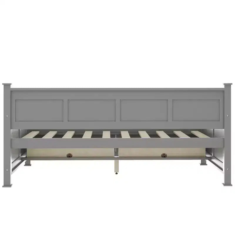 Lit de repos double rustique moderne en bois avec 2 tiroirs de rangement – Capacité de 100 kg