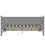 Lit de repos double rustique moderne en bois avec 2 tiroirs de rangement – Capacité de 100 kg