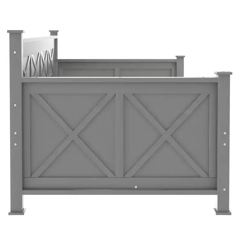 Lit de repos double rustique moderne en bois avec 2 tiroirs de rangement – Capacité de 100 kg