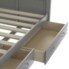 Lit de repos double rustique moderne en bois avec 2 tiroirs de rangement – Capacité de 100 kg