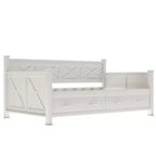 Lit de repos double rustique moderne en bois avec 2 tiroirs de rangement – Capacité de 100 kg