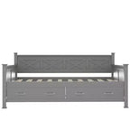 Lit de repos double rustique moderne en bois avec 2 tiroirs de rangement – Capacité de 100 kg