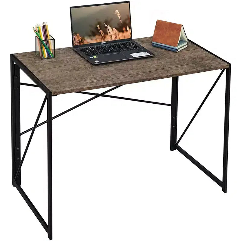 WOHOMO Modern Small Computer Folding Desk For Home Office, Brown, 39in