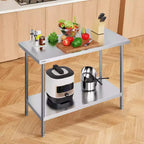 Table de préparation en acier inoxydable 24x48 pouces – Capacité 800 lb, 3 hauteurs réglables