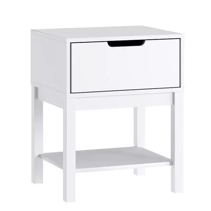 Table de chevet pour enfants à un tiroir avec cadre en bois massif et étagère ouverte