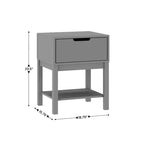 Table de chevet pour enfants à un tiroir avec cadre en bois massif et étagère ouverte