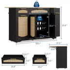 Îlot de cuisine moderne sur roulettes, desserte de cuisine multifonctionnelle avec rangement pour poubelle, 2 tiroirs, étagère à épices, abattant pour cuisine