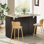 Îlot de cuisine moderne sur roulettes, desserte de cuisine multifonctionnelle avec rangement pour poubelle, 2 tiroirs, étagère à épices, abattant pour cuisine
