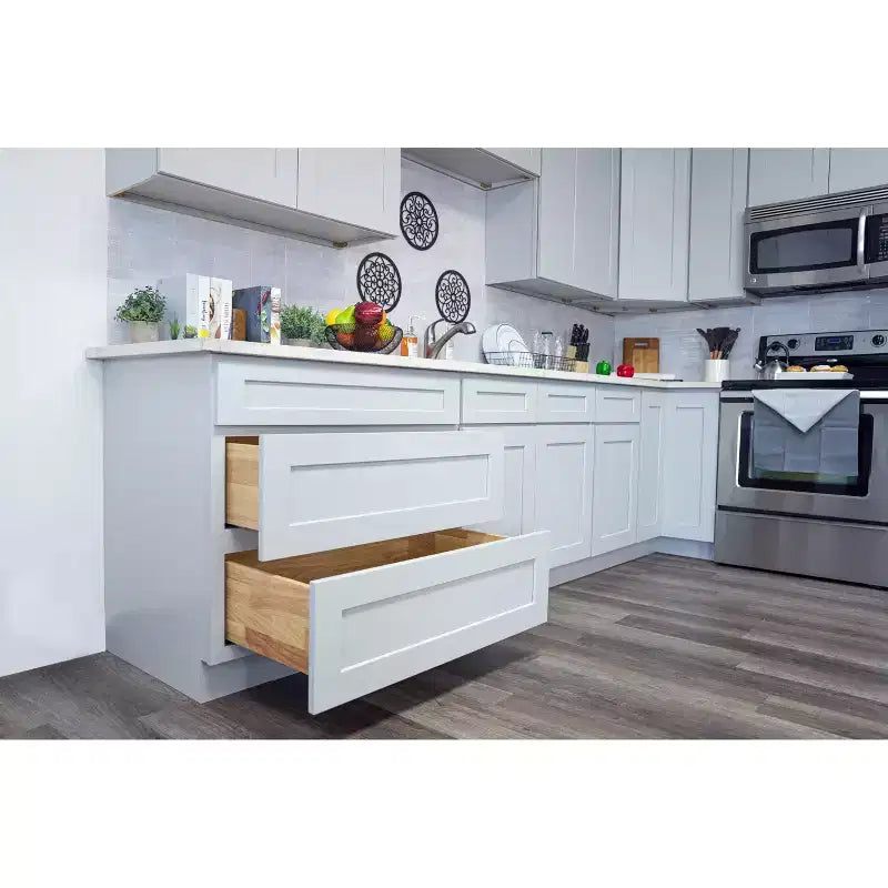 Meuble bas de cuisine Shaker 12"L x 42"H x 9"P – Cadre en bois massif, Gris Colombe