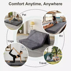 Matelas en mousse à mémoire de forme pliable en trois de 15 cm – Graphite, canapé-lit de sol portable avec housse lavable et sac de rangement