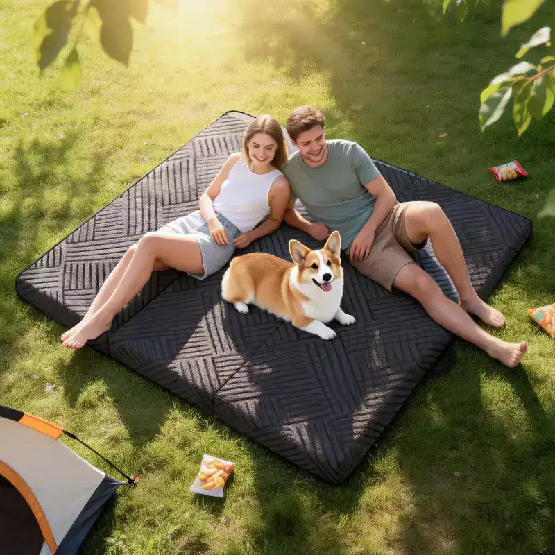Matelas en mousse à mémoire de forme pliable en trois de 15 cm – Graphite, canapé-lit de sol portable avec housse lavable et sac de rangement