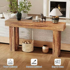 Console rectangulaire étroite de 160 cm, Table d'entrée en bois de style ferme pour couloir, hall d'entrée et salon, Table basse derrière le canapé