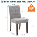 Lot de 2 chaises de salle à manger rembourrées, chaises de cuisine modernes en tissu avec pieds en bois robustes, design Parsons, lin doux et confortable pour salle à manger, café