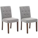Lot de 2 chaises de salle à manger rembourrées, chaises de cuisine modernes en tissu avec pieds en bois robustes, design Parsons, lin doux et confortable pour salle à manger, café