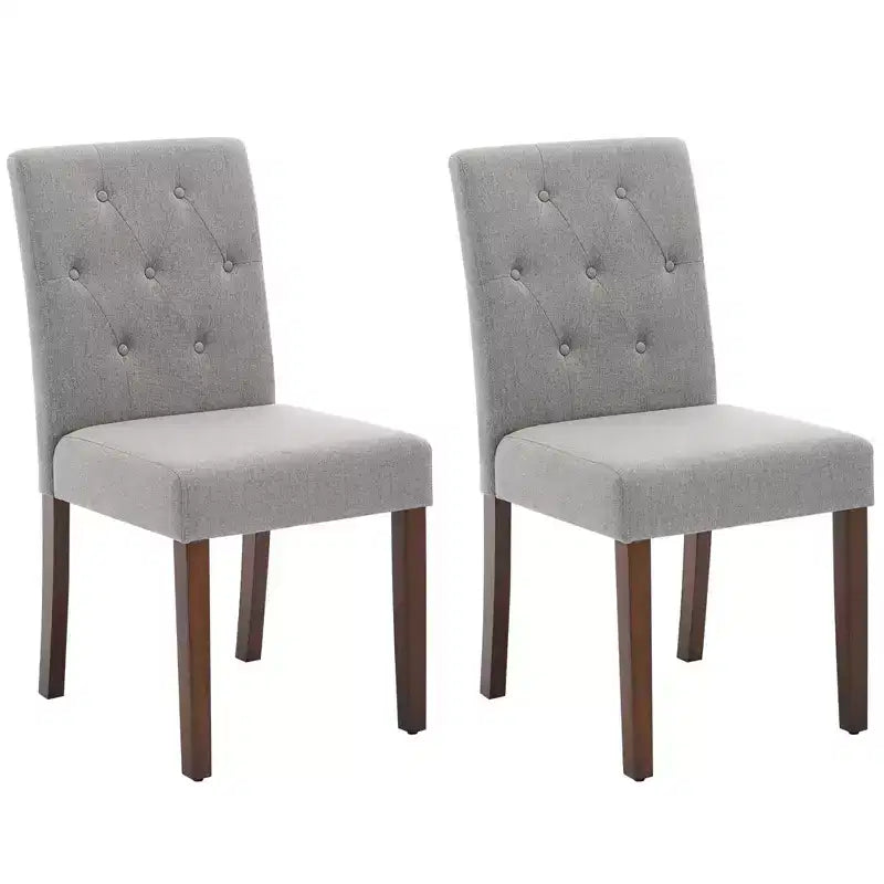 Lot de 2 chaises de salle à manger rembourrées, chaises de cuisine modernes en tissu avec pieds en bois robustes, design Parsons, lin doux et confortable pour salle à manger, café