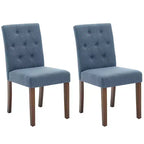 Lot de 2 chaises de salle à manger rembourrées, chaises de cuisine modernes en tissu avec pieds en bois robustes, design Parsons, lin doux et confortable pour salle à manger, café