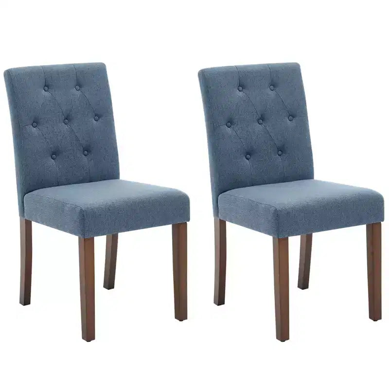 Lot de 2 chaises de salle à manger rembourrées, chaises de cuisine modernes en tissu avec pieds en bois robustes, design Parsons, lin doux et confortable pour salle à manger, café