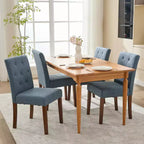 Lot de 2 chaises de salle à manger rembourrées, chaises de cuisine modernes en tissu avec pieds en bois robustes, design Parsons, lin doux et confortable pour salle à manger, café