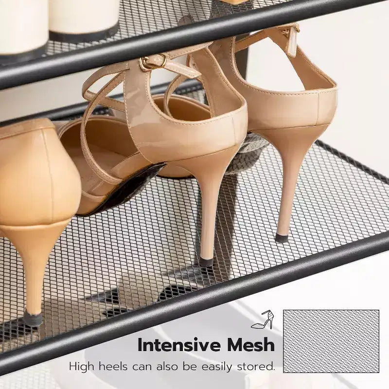 Étagère à Chaussures à 8 Niveaux – Peut contenir 21 à 24 paires, Design Rustique Marron et Noir, Gain de Place