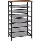 Étagère à Chaussures à 8 Niveaux – Peut contenir 21 à 24 paires, Design Rustique Marron et Noir, Gain de Place