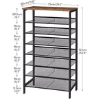 Étagère à Chaussures à 8 Niveaux – Peut contenir 21 à 24 paires, Design Rustique Marron et Noir, Gain de Place