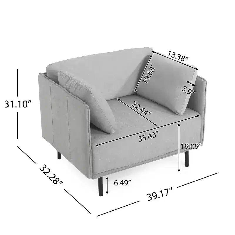 Fauteuil vintage de 99 cm avec revêtement en polyester, cadre en bois massif et pieds en acier, pour la relaxation