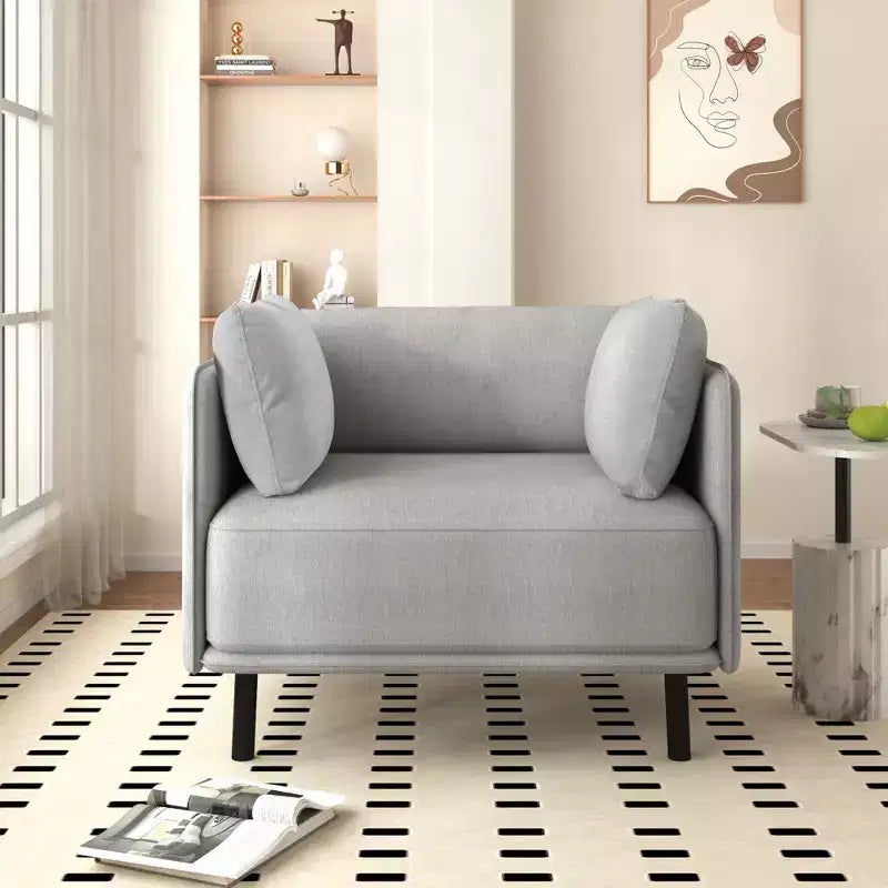 Fauteuil vintage de 99 cm avec revêtement en polyester, cadre en bois massif et pieds en acier, pour la relaxation