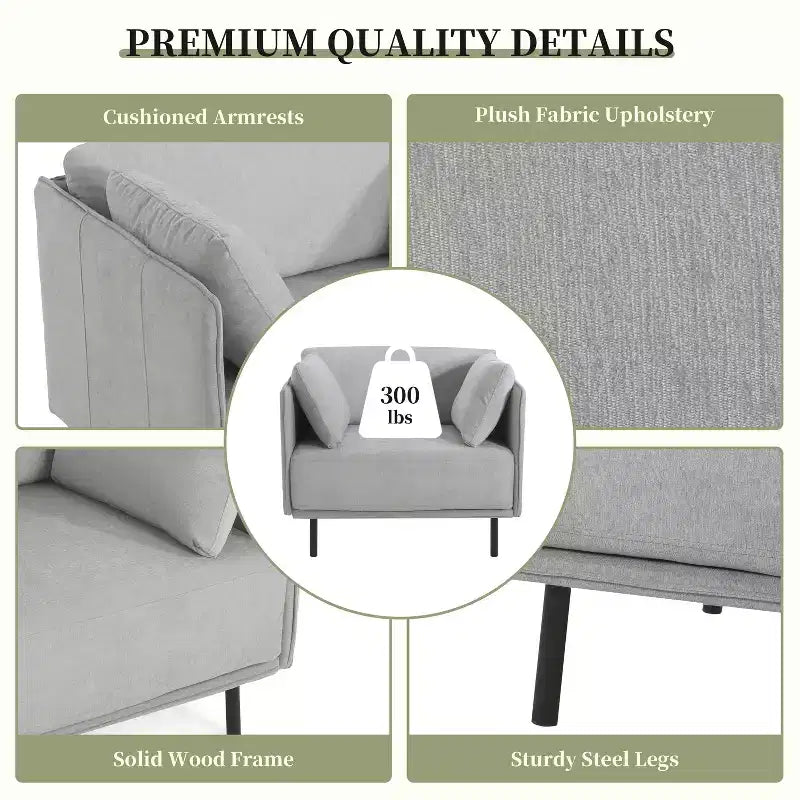 Fauteuil vintage de 99 cm avec revêtement en polyester, cadre en bois massif et pieds en acier, pour la relaxation